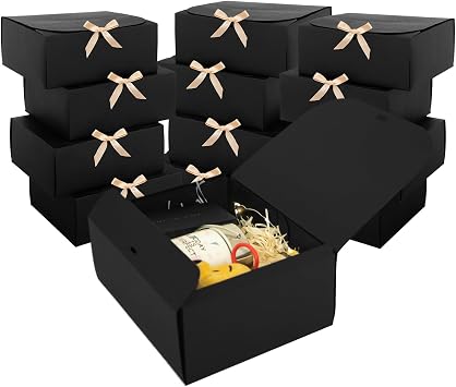 12 PCS Black Gift Boxes with Lids,9.8x7.8x3.9