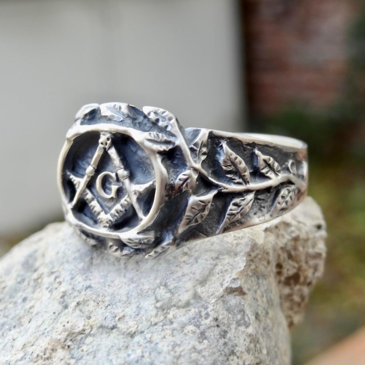 Masonic Ring 925 Sterling Silver G Symbol Freemasonry Handmade Jewelry