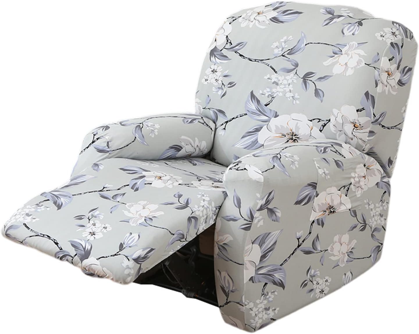 NILUOH Recliner Chair Covers 4Pieces Stretch Lazy Boy Recliner Covers with Pocket Floral