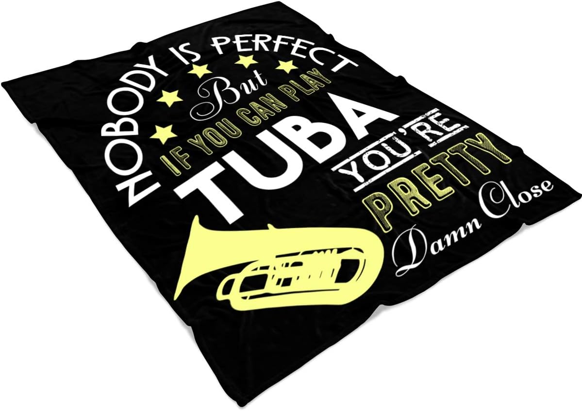 If You Can Play Tuba Soft Fleece Throw Blanket, Tuba Fleece Luxury Blanket (Medium Fleece Blanket (60"x50") - Black)