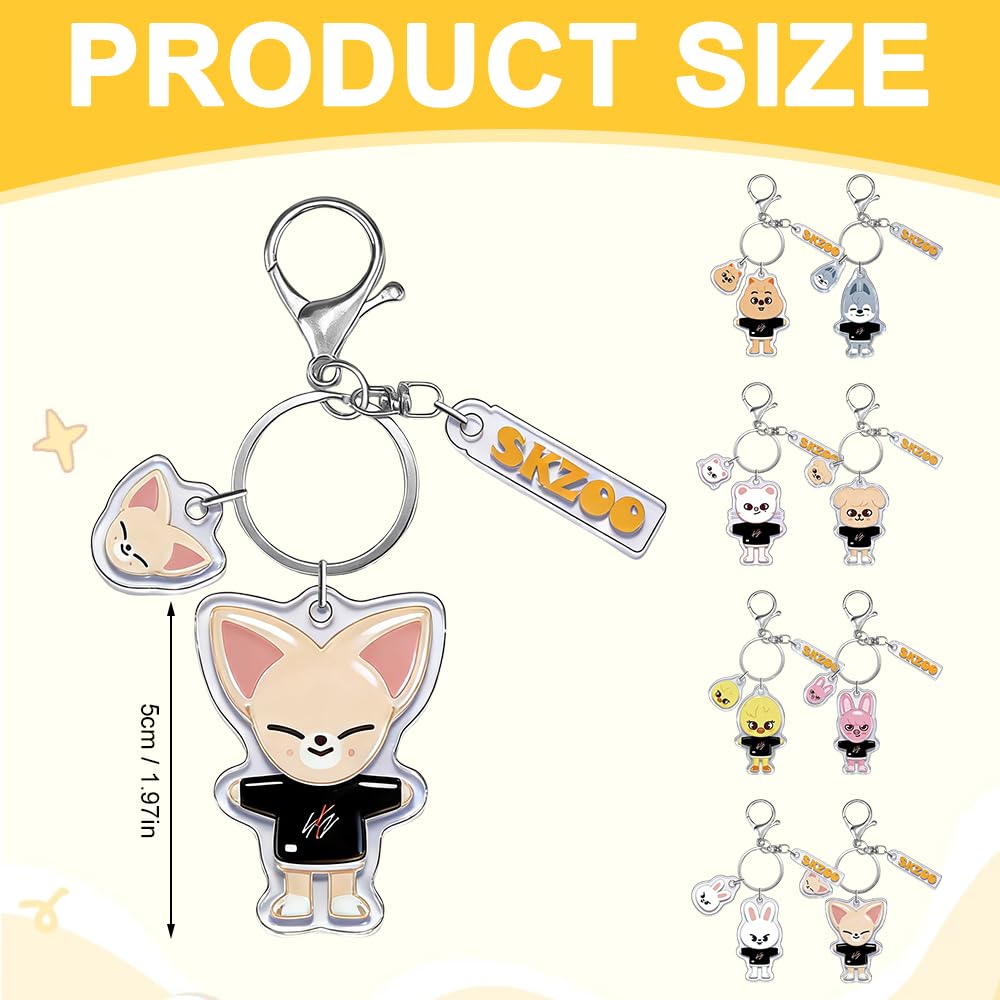8 sztuk breloczków do kluczy Stray Kids, Skzoo Keychain, zawieszki Stray Kids akrylowe zawieszki anime Keychain, dekoracja do plecaków dla fanów, wspaniały prezent dla fanów
