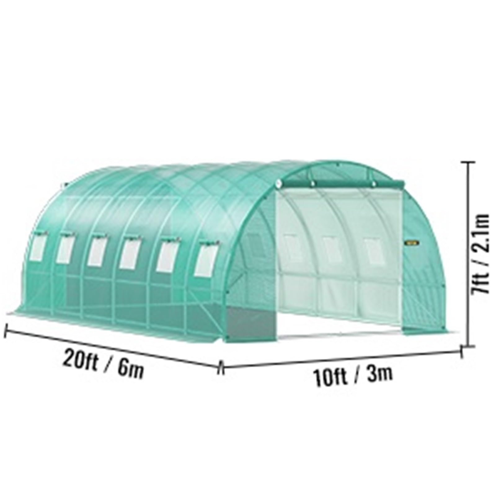 GewäChshaus Treibhaus Tomatenhaus Begehbares Tunnelgewächshaus, verzinkter Rahmen und wasserdichte Abdeckung, 20 x 10 x 7 Fuß, Gewächshäuser und Frühbeete