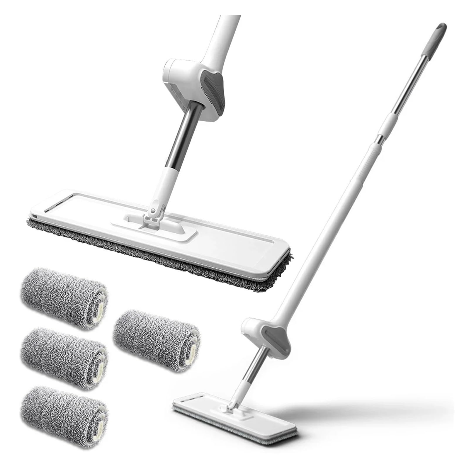 Trapeador Plano de Microfibra Giratorio de 360°, Manos Libres, con 4 Almohadillas, Herramienta de Limpieza for el hogar