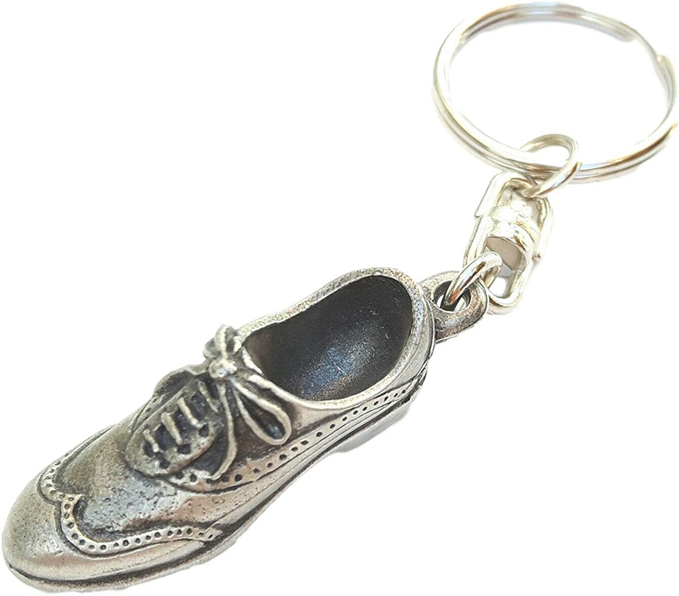 Men's Silver Golf Shoe Pewter Keyring With Gift Pouch