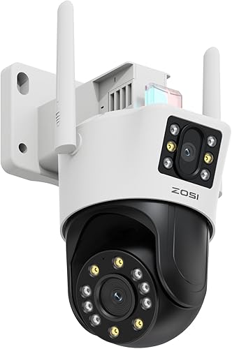 Miniatura 1 de ZOSI C298 4MP Dual-Lens (2MP+2MP) con cable WiFi PT Cámara de seguridad enchufable al aire libre, cámara panorámicainclinable de visión 360,