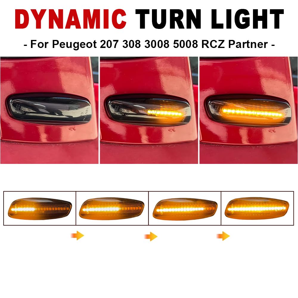 Dinamici LED Indicatore di direzione laterale per Peugeot 207 308 3008 5008 RCZ Per Citroen C3 C4 C5