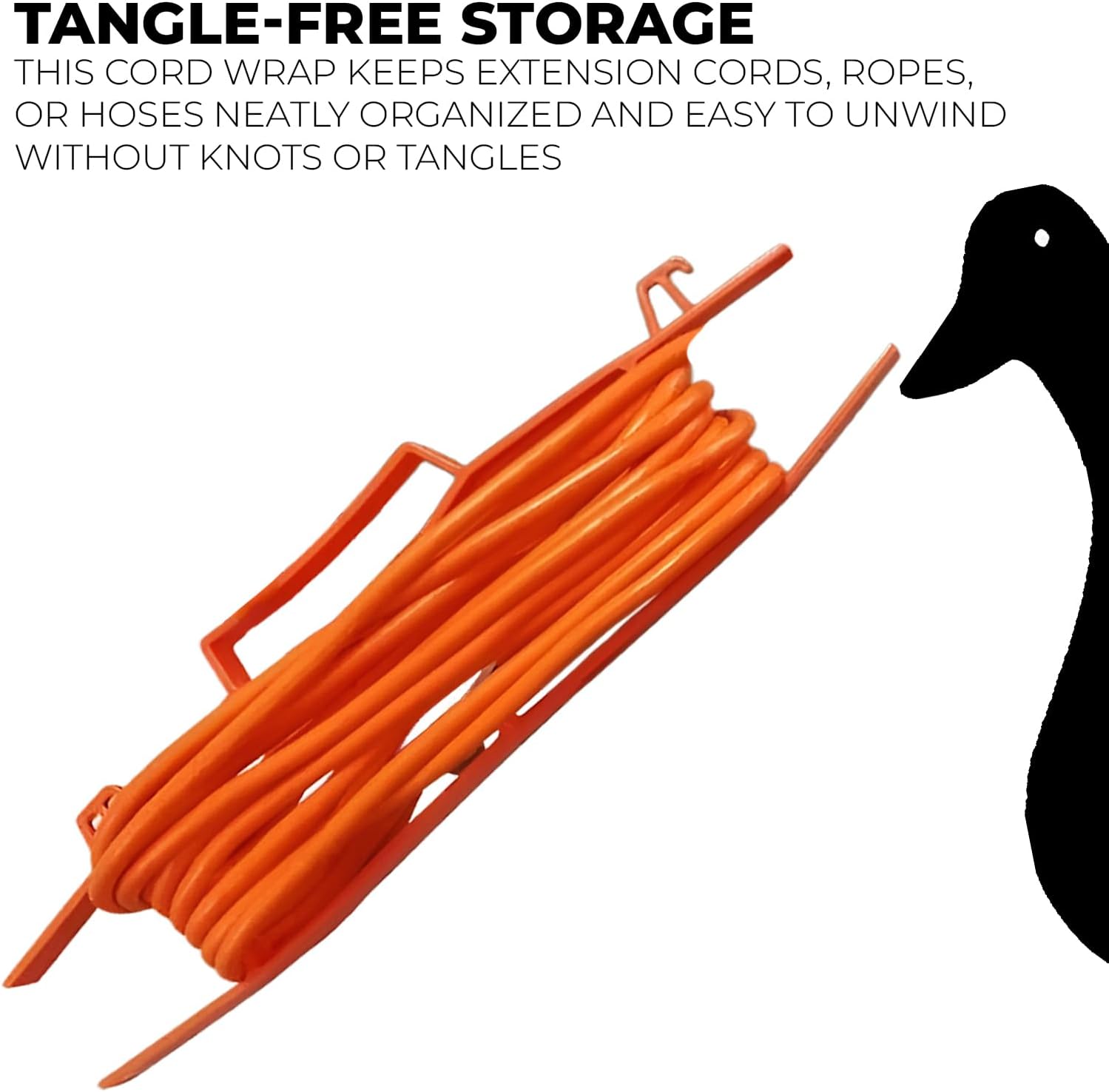 17.5" Plastic Cord Wrap Organizer – 4 Pack Orange Cable Organizer with Handle for Extension Cords, Ropes & Hoses