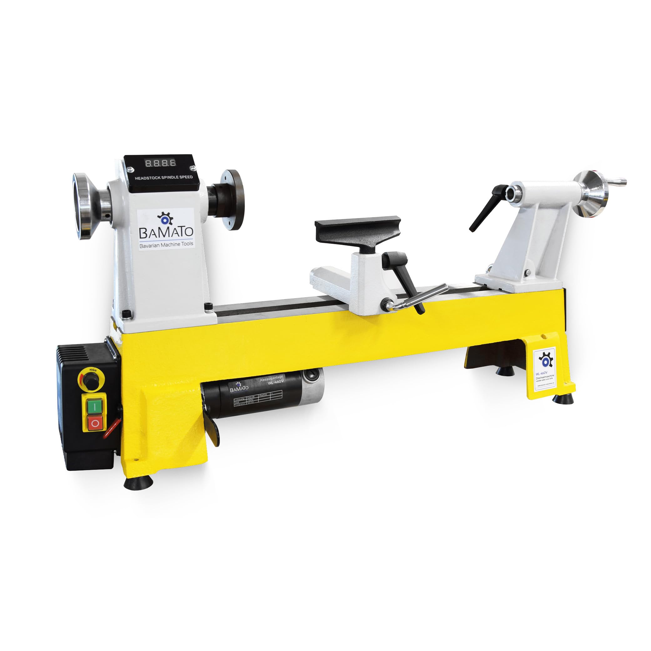 BAMATO Drechselmaschine WL-460V | 550W Leistung | M33 Geweindeaufnahme | MK2 Konus | 153mm Spitzenhöhe | 230V | Drechselbank für Holz Werkstatt