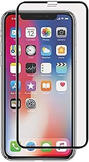 5D Full-Cover Tempered Glass Screen Protector with Full Adhesive for iPhone X, Anti-Scratch and Bubble-Free– Black