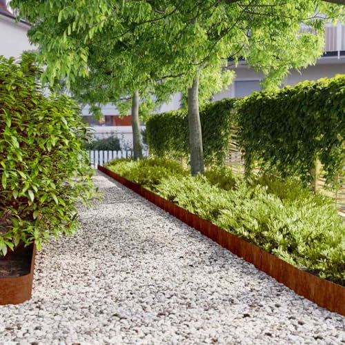 Bordes de césped de acero corten flexible vidaXL, pack de 50 piezas de 15x103 cm 3