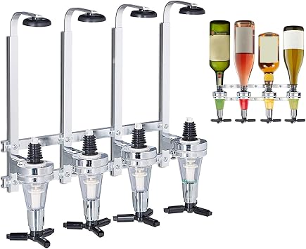 4/6 Bottle Wall Mounted & Rotary Stand Drinks Optic Dispenser Party Bar Butler by Crystals  4 Bottle Wall Mounted