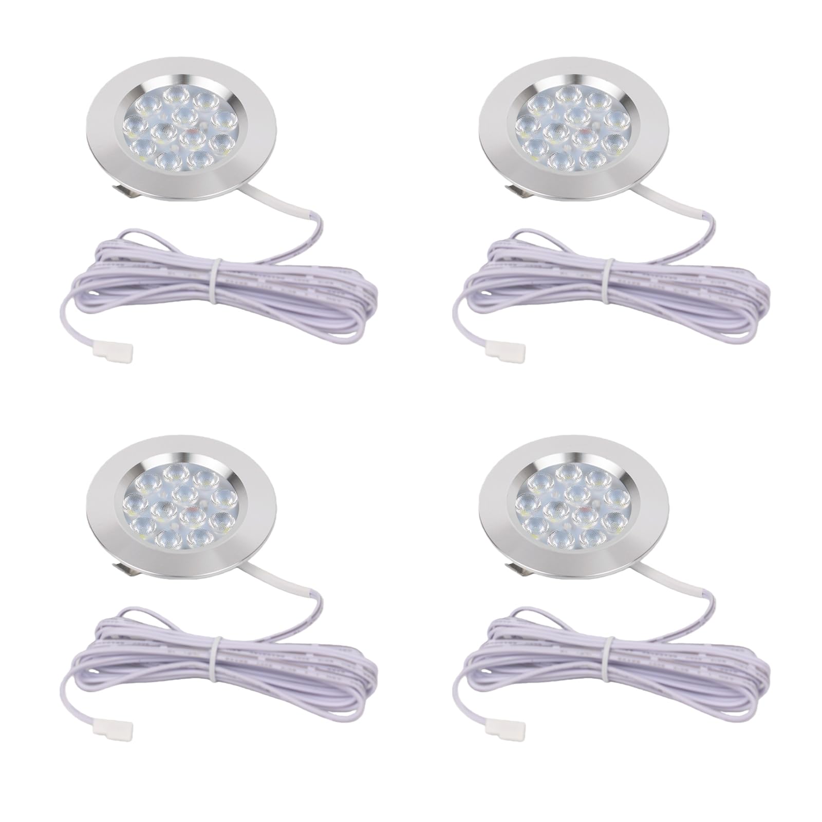 Sepzlly 12V LED Interior Spot Lights 3W Dimmable Recessed Mount Ceiling Light 6000K Cool White Roof Campervan Spotlights for T4 T5 Camper Caravan Boat Yacht Cabin Sailboat Motorhome Silver 4PCS — image 1