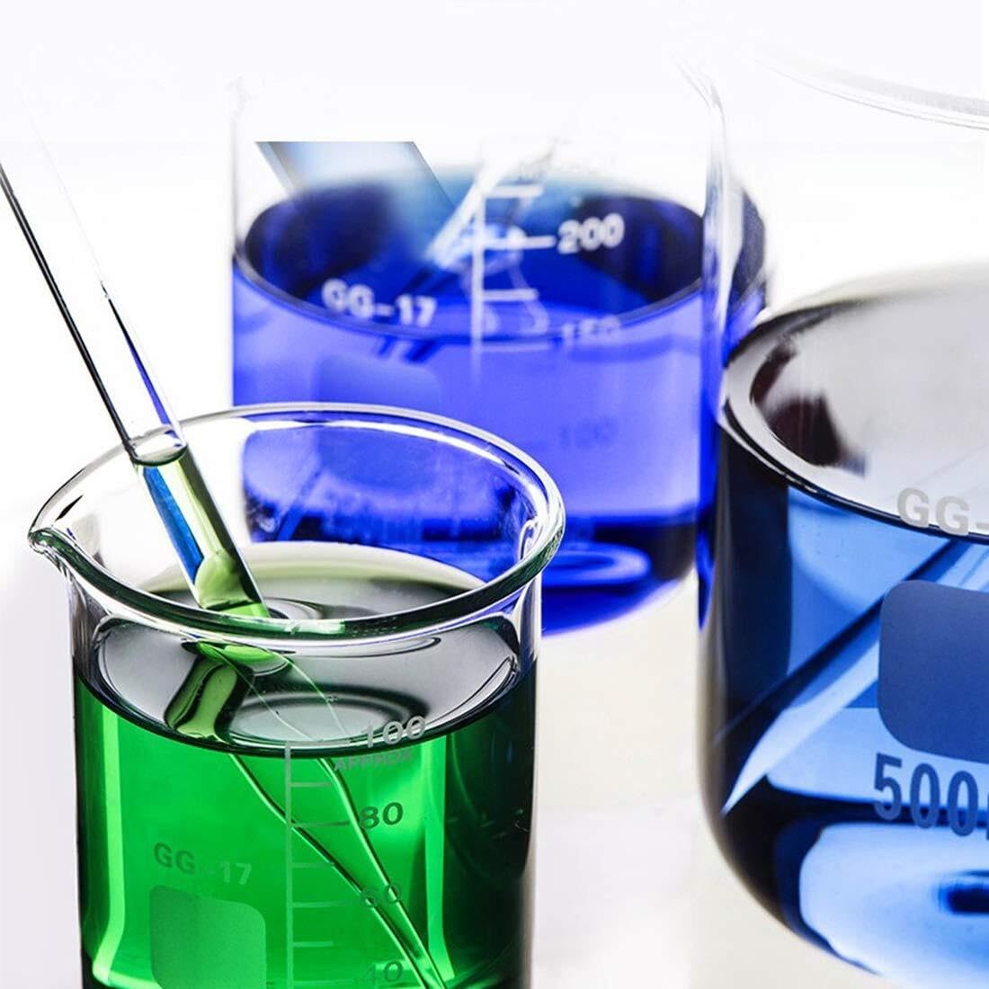 Zlewka laboratoryjna z dziobkiem, Zestaw zlewek ze szkła borokrzemianowego, 5 sztuk, 50-1000 ml, z pędzelkami(5ml)
