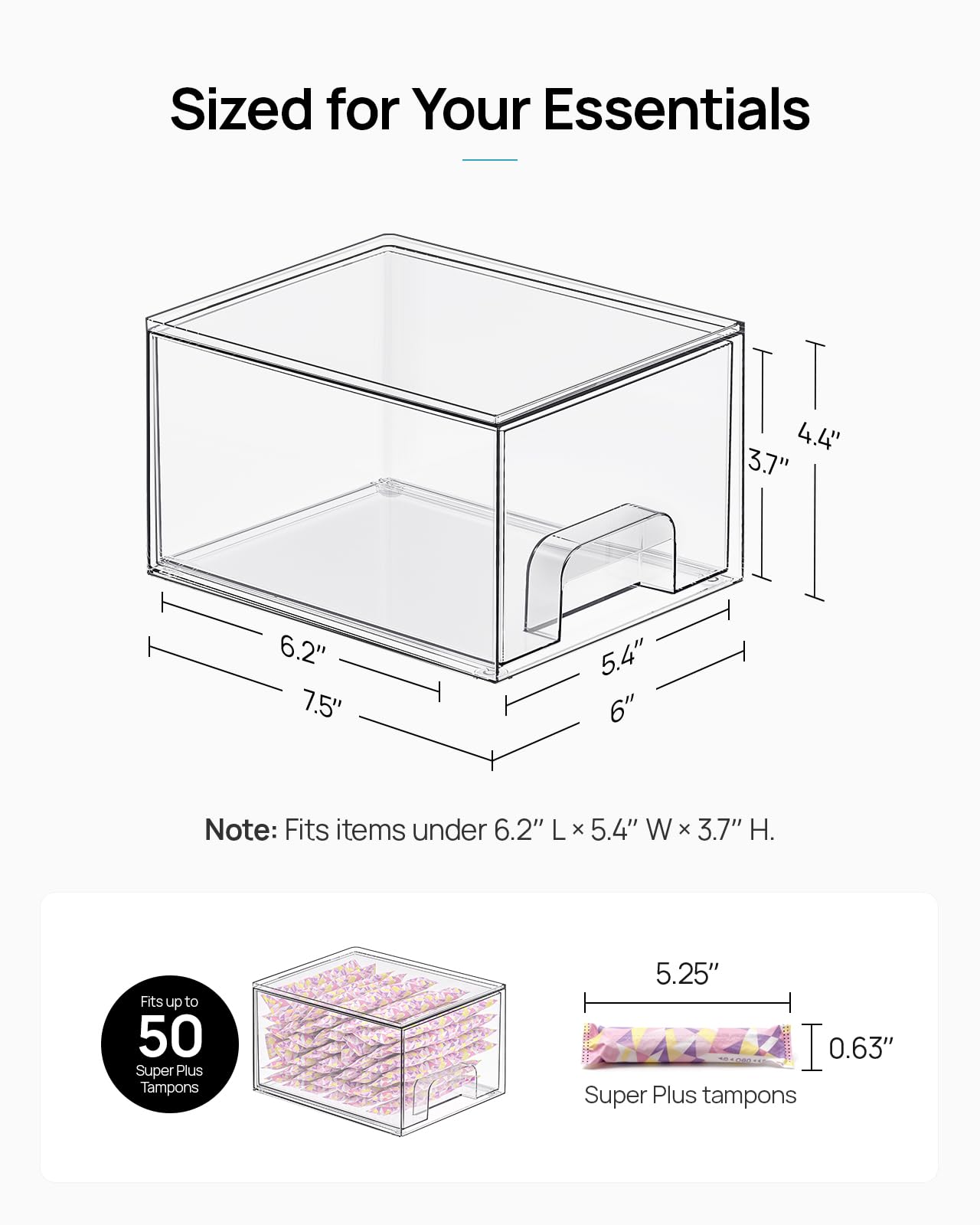 Vtopmart 4 Pack Clear Makeup Organiser, Acrylic Small Stackable Storage Drawers, Plastic Storage Box For Vanity, Bathroom, Under Sink, Kitchen Cupboard, Pantry, Home Organization - 2
