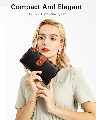 Miniatura 7 de BOSTANTEN Mochila de cuero para laptop monederos casuales universitarios bolsas casuales mochila negro y carteras de cuero para mujer con bloqueo