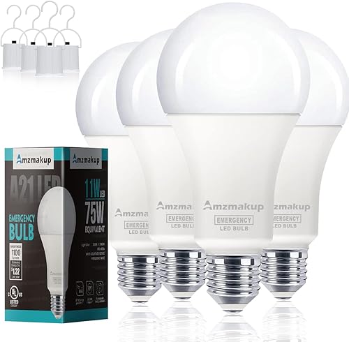 Bombillas recargables con certificación UL, funciona con pilas, bombilla de emergencia de 2000 mAh, corte de energía, campamento, lectura,