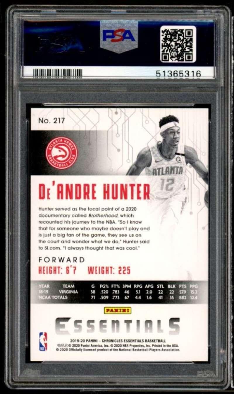 De'Andre Hunter Rookie Card 2019-20 Panini Chronicles Bronze #217 PSA 10 - Basketball Slabbed Rookie Cards