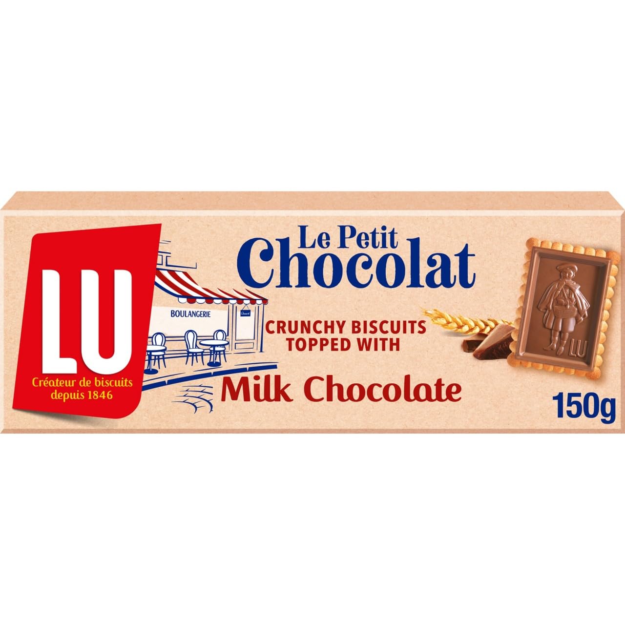 LU Le Petit Chocolate Biscuits, Classic French Chocolate Biscuits, 150 g (Pack of 1)