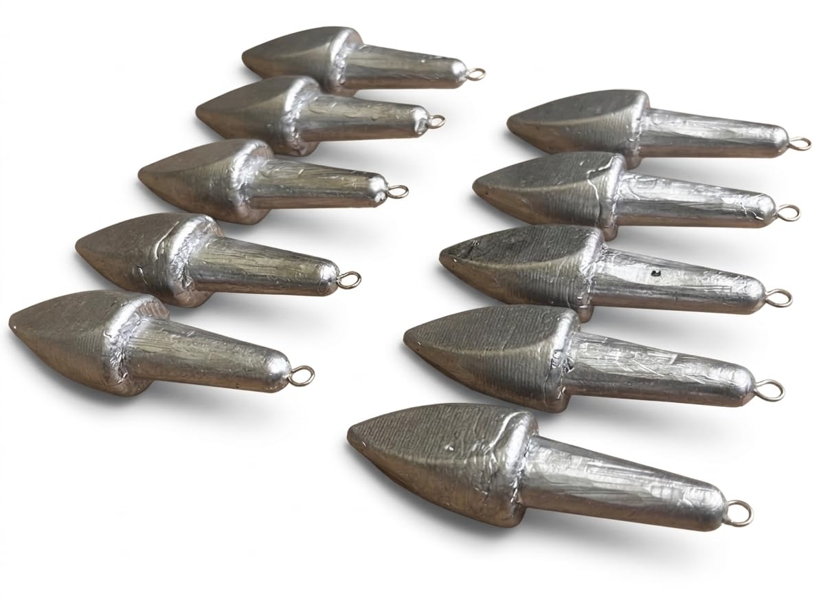 Kit 10 Piombi da Pesca Mare Bolentino Sporten con Gancio Inox Piombo Surf Casting Pesca a Fondo Pm Fishing 80-100-125-150 gr Surfcasting Pesca dalla Barca