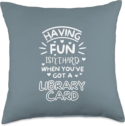 jovy fits Having Fun Isnt Hard When Youve Got A Library Card  Book Throw Pillow, 18x18, Multicolor