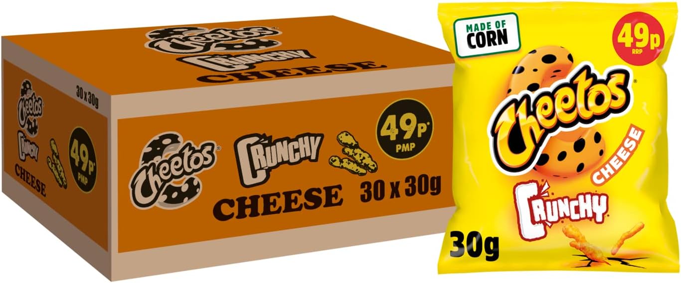 Crunchy Crisps Cheese Corn Snacks, 30g (Pack of 30)