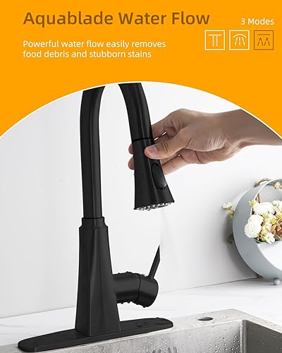 Vista 35 de Hibbent Cabezal de repuesto de acero inoxidable con 15 adaptadores, NSF/ANSI/CAN 61 y boquilla de grifo de cocina de 3 funciones certificada por