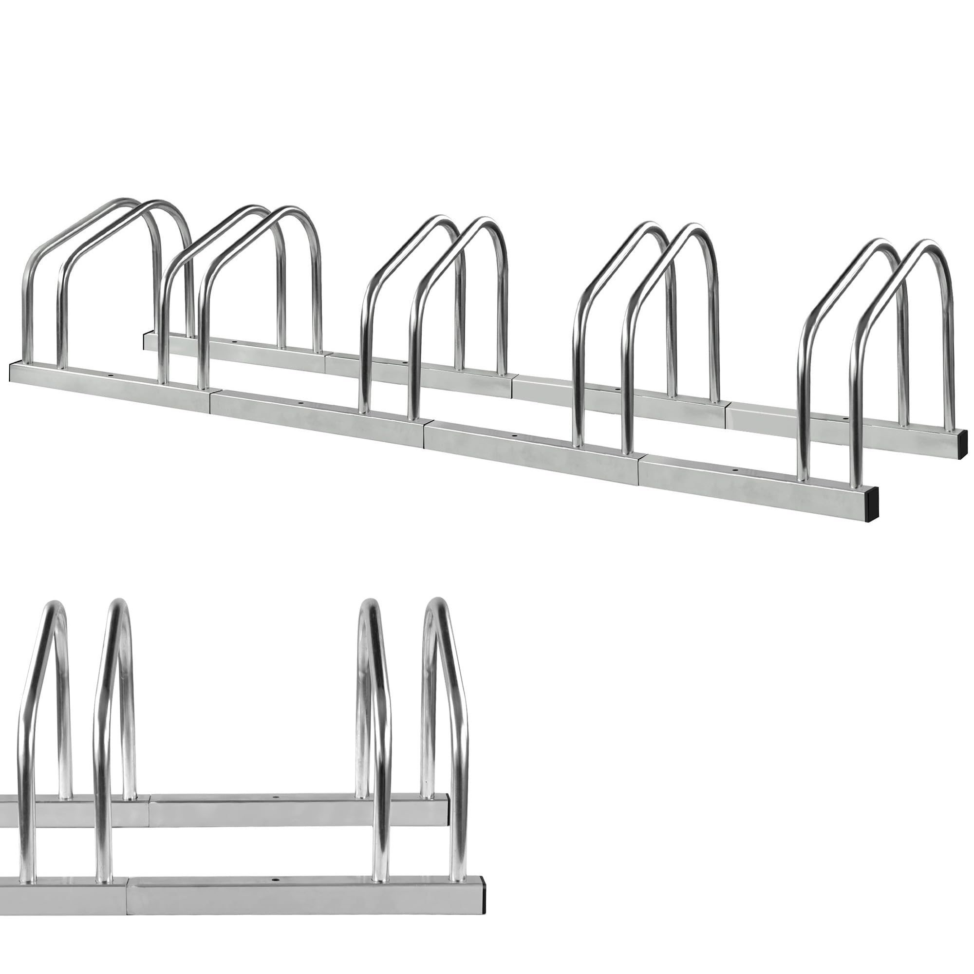 Crystals Silver Bike Rack For 5 Bikes - Bicycle Floor Or Wall Mount Stand - Cycle Stand For Bike Storage Outdoor Garage - Steel Bike Stand, (5 Bikes Stand)