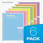 Oxford Les carnets de notes, Spiral Carnet 6 Faites votre valise, 1 Objet, document à large portée, 8" x 10-1/2", rose pastel, orange, jaune, vert, bleu, violet, 70 Feuilles, pour l'école, bureau