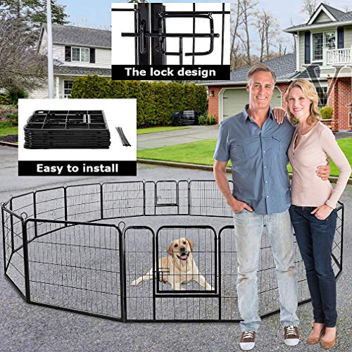 Image of BestPet | Dog Playpen | 32 Inch, 16 Panels | Heavy Duty Metal Pet Exercise Pen | Indoor Outdoor Fence Panels | Rust-Resistant, Removable, Tool-Free Setup | Anti-Skid, Expandable Design
