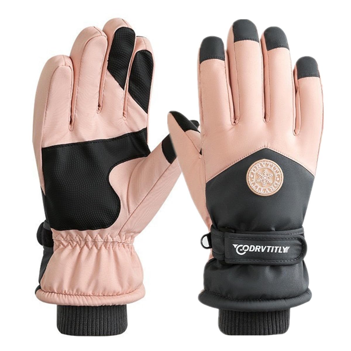 Thermal Ski Gloves for Women, Adjustable Anti-slip Touchscreen Gloves Windproof Snow Gloves for Cold Weather, Winter Warm Gloves for Outdoor Running Cycling Hiking Snowboarding