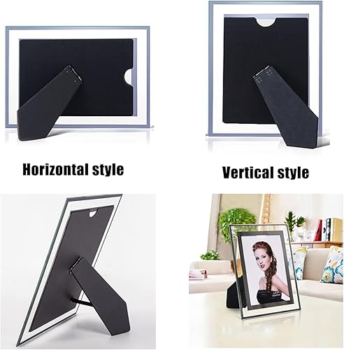 Miniatura 3 de ABAJI Marco de vidrio para fotos de alta transparencia, estilo vertical y horizontal para estante de escritorio y mesa de oficina, galería familiar
