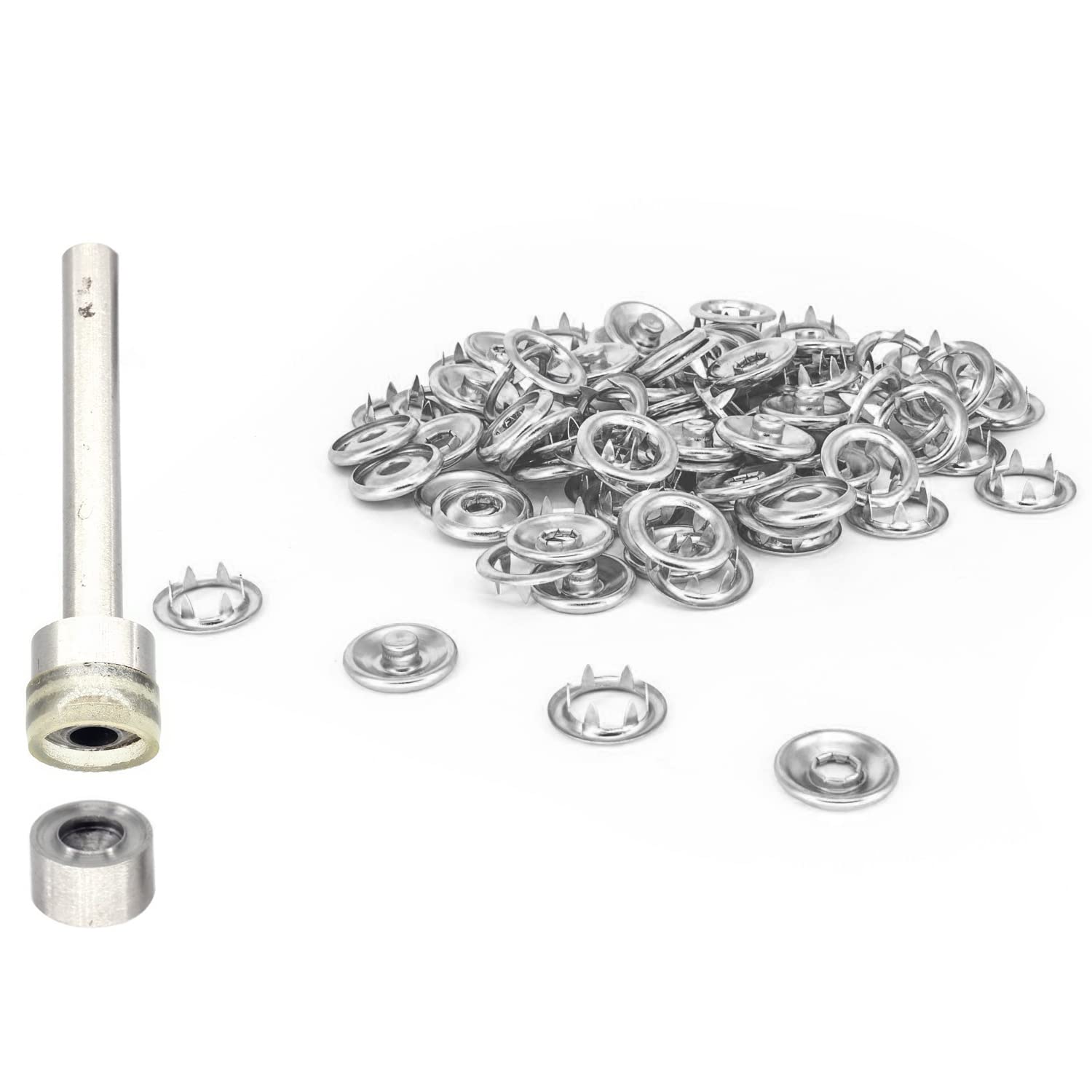 Boutons pression en métal 20 mm lot de 100 pièces sans couture couleur argent