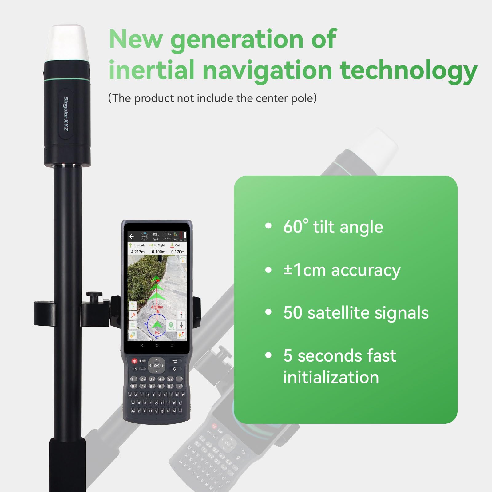 RTK GNSS Apparecchiatura per rilevamento con Network RTK Rover, controller palmare e software di rilevamento, GNSS RTK GPS con inclinazione di 60° e IMU integrato, per costruzione e pianificazione del