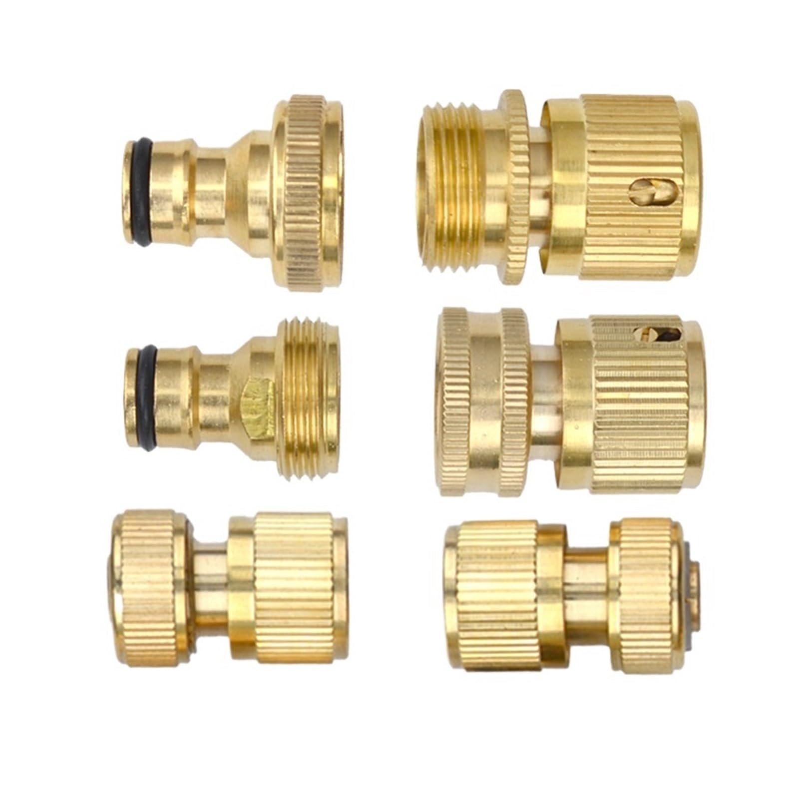 Compatible con conector divisor de manguera jardín latón resistente 3/4 ", adaptador espiga 4 válvulas, grifo for exteriores(Gold)