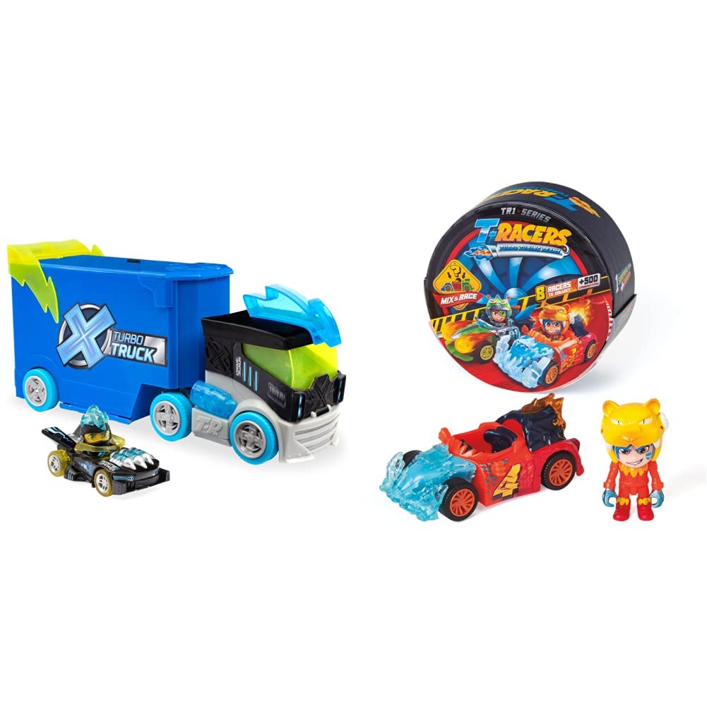 T-Racers Turbo Truck – X-Racer truck with 1 exclusive X-Racer driver and 1 exclusive X-Racer & Series 1 – Surprise Car and Racing Driver. Build