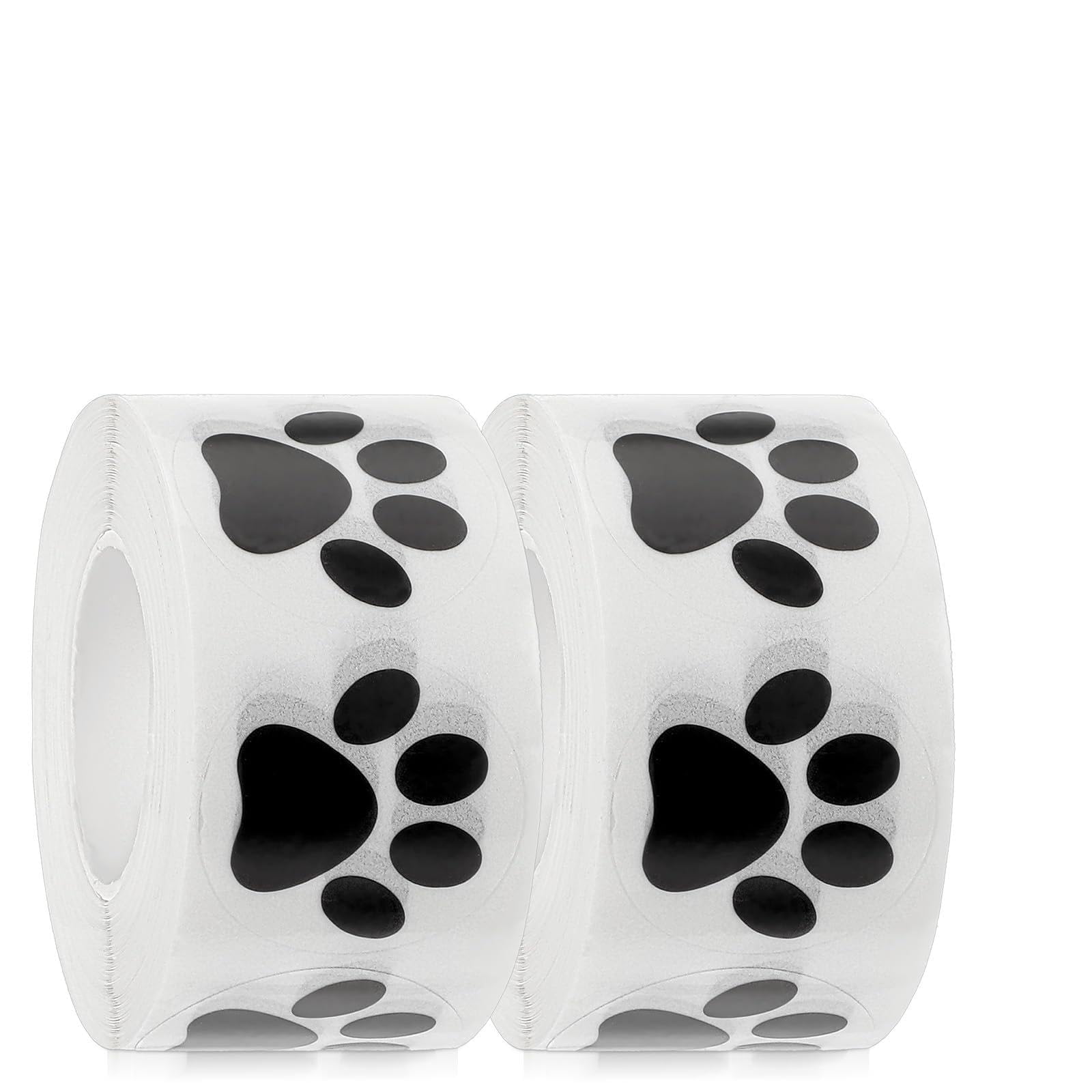 1000 Pcs Dog Paw Print Stickers, 1 Inch Transparent Black Puppy Dog Paw Stickers, Self-Adhesive Clear Sticker Roll for Birthday Decorations Envelopes Seals Cards Gift Wrapping