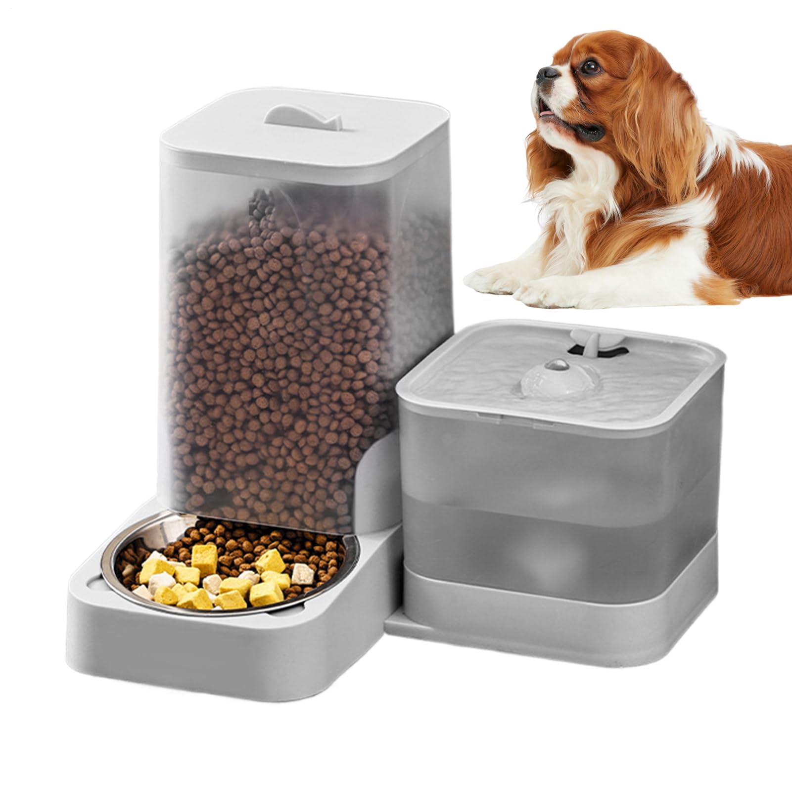 Automatisches Tierfutter - Katzenfutter Spender Mit Wasserspender - Trinkschale Mit Edelstahlschüssel Und Aufbewahrungsbehälter Für Kleine Mittlere Und Große Haustiere