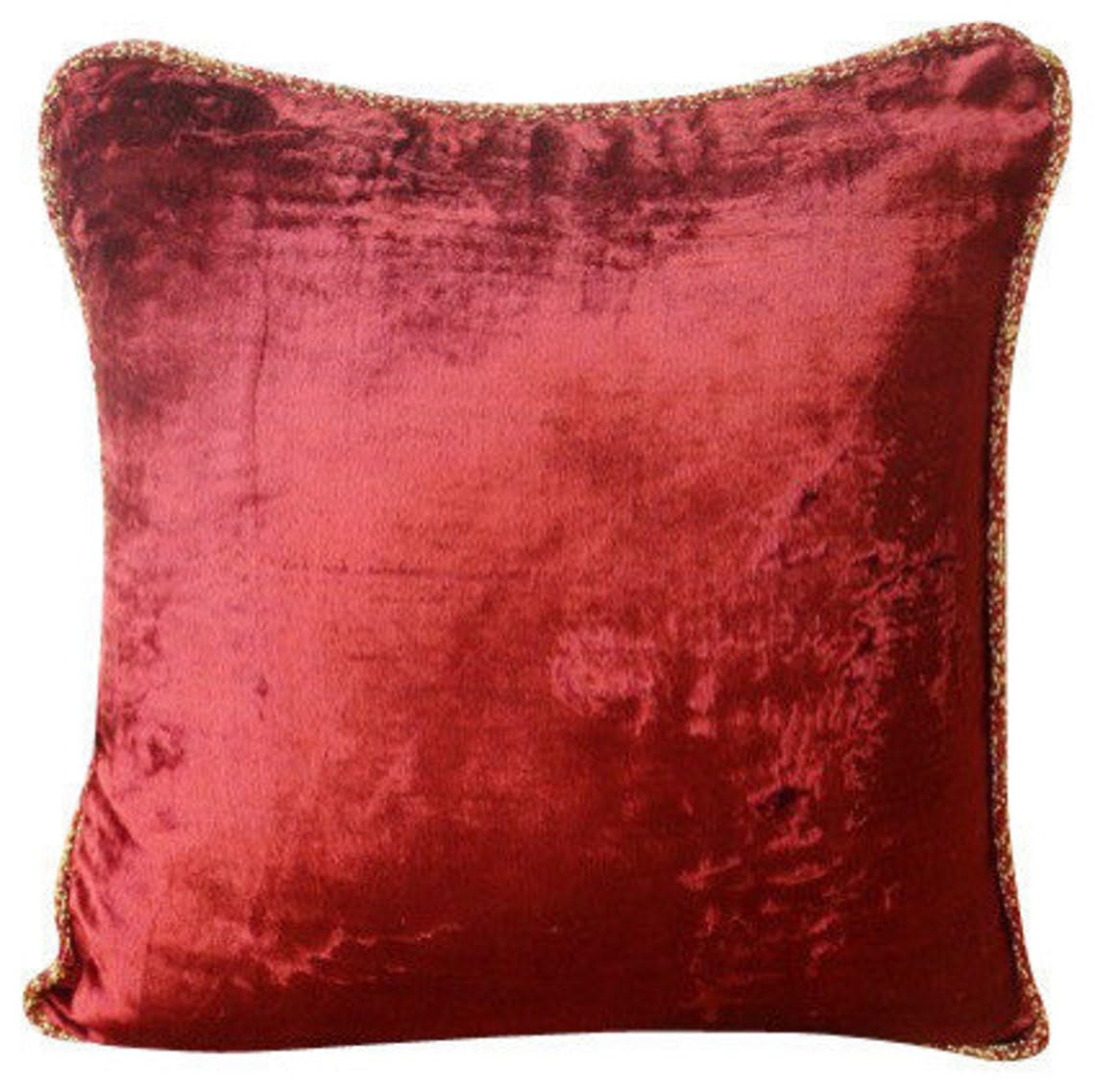 The HomeCentric Maroon Cushions Cover, Solid Color Beaded Cord Cushion Case, 35x35 cm (14x14 inch) Cushion Cover, Square Velvet Cushions Cover, Solid Contemporary Throw - Maroon Shimmer — image 1