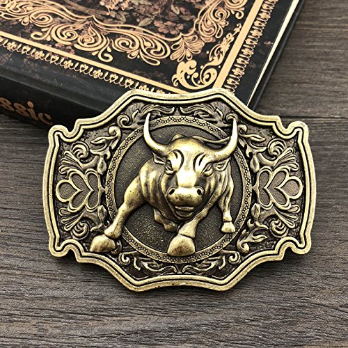 Buy QUKE Bronze Long Horn Bull Rodeo Western Cowboy Belt Buckle For Men