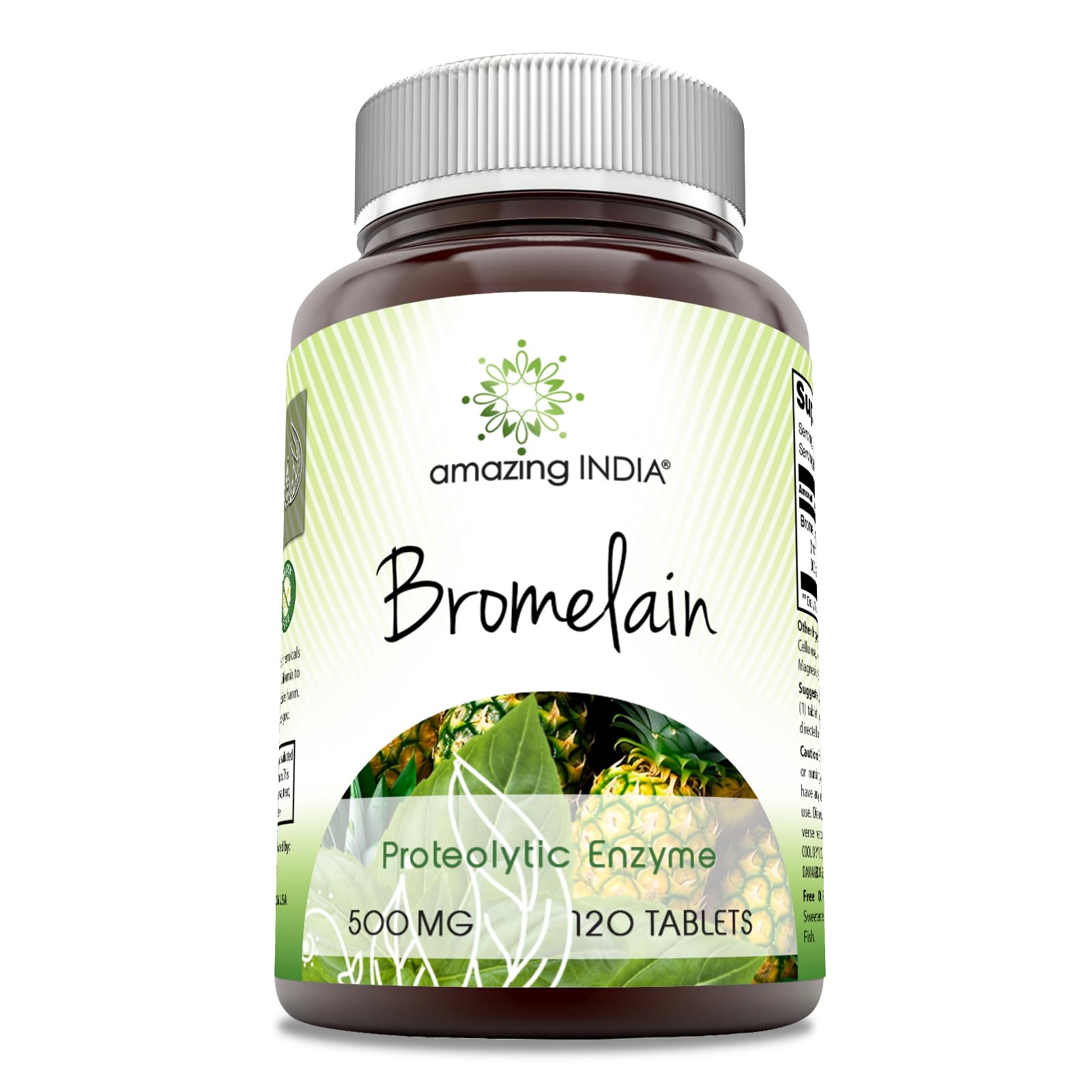Amazing India Bromelain Supplement | 500 Mg per Serving | 120 Tablets | Non-GMO | Free | Made in USA