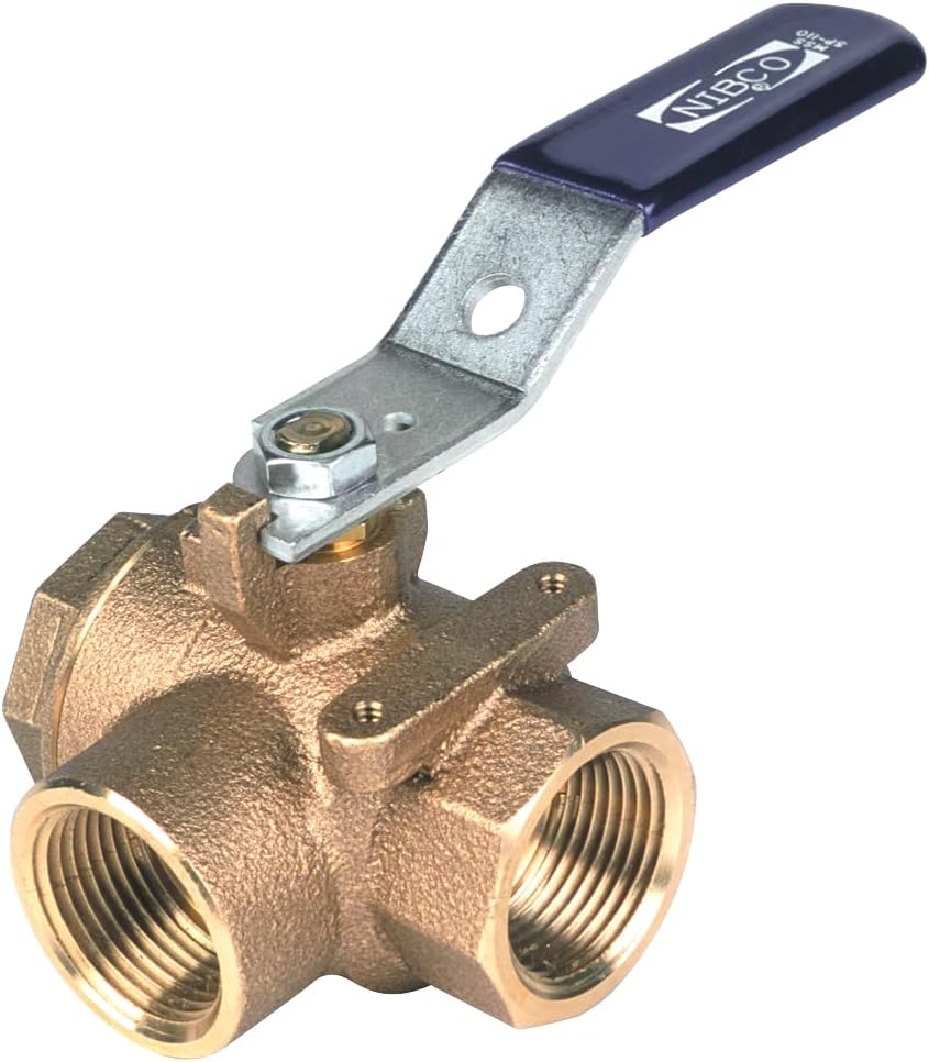 NIBCO Fig No T-580-70-W3, 2 in. Two-Piece Bronze Ball Valve, Conventional Port, Three-Way, Threaded