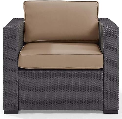 Miniatura 4 de Crosley Furniture Biscayne - Silla de exterior, sillas de mimbre para patio, porche, terraza, balcón, patio trasero, color marrón con cojines moca