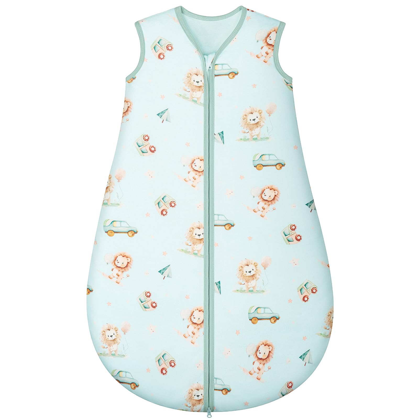 Yukkidds Baby Sleeping Bag 2.5 Tog 18-24 Months Newborn Sleeping Bag 100% Cotton Sleep Sack for Winter Warm and Comfortable Green Lion