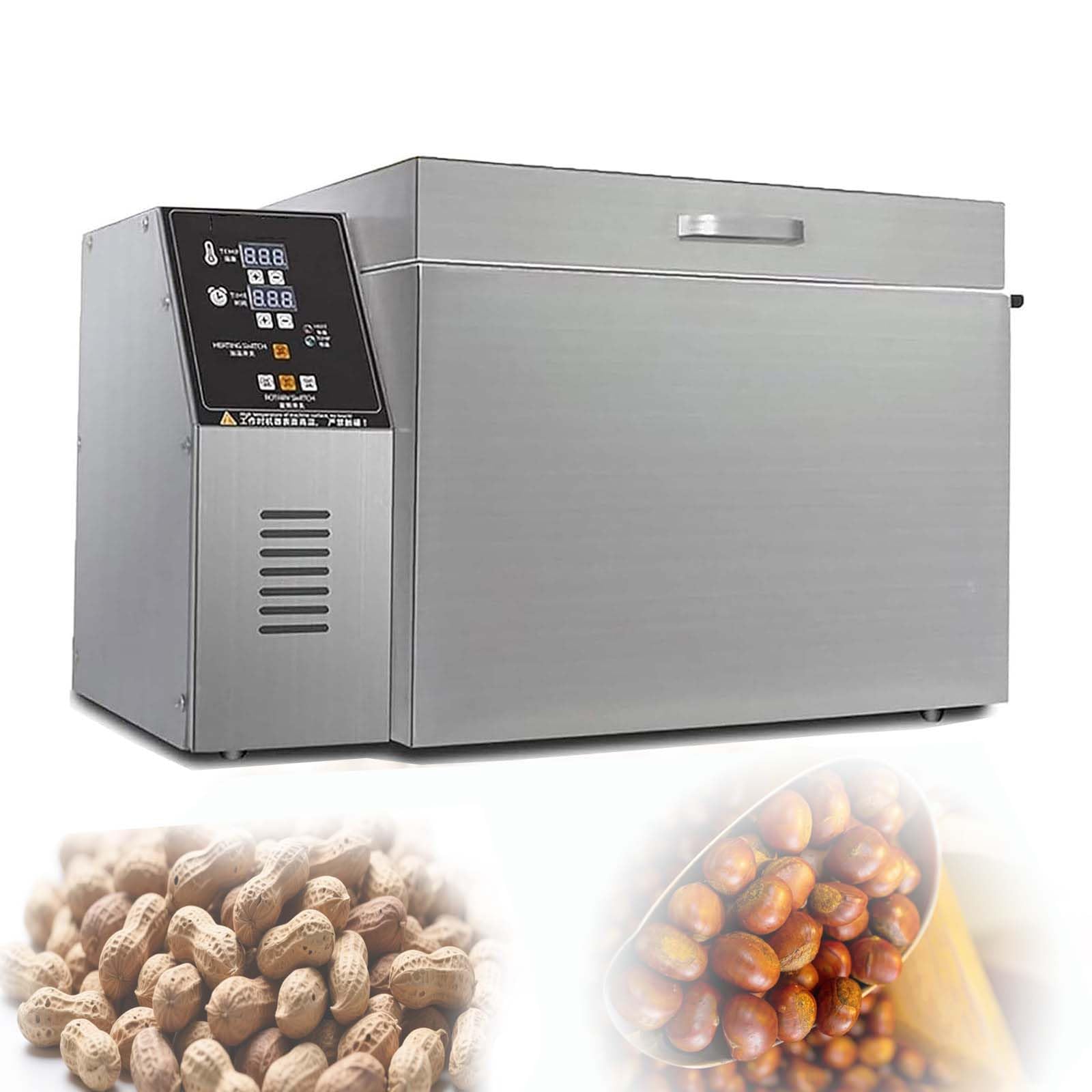 Tostatrice elettrica per noci e chicchi di caffè da 1400 W, temperatura regolabile da 0 a 300 ℃, timer da 0 a 999 minuti, teglia antiaderente per arachidi, noci e mandorle in granella, uso dom Type10