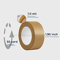 Vista 2 de Lichamp Cinta de embalaje de papel Kraft, cinta de envío marrón engomada para cajas y cartones, 2 pulgadas x 55 yardas x 7 mil (12 rollos)