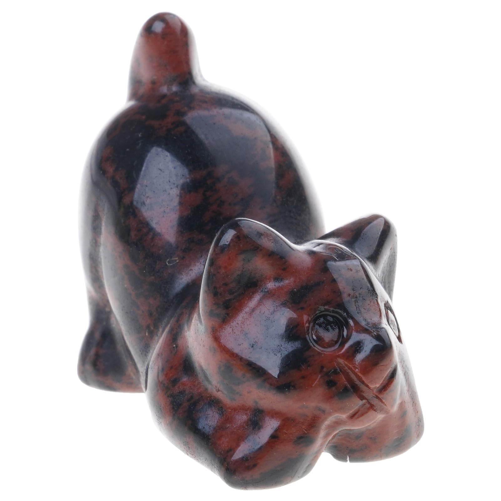 NVOQILIN Crystal Cats Miniature Figurine Carved Stone Animal Statue Ornament for Home Office Desktop Decoration Good Luck