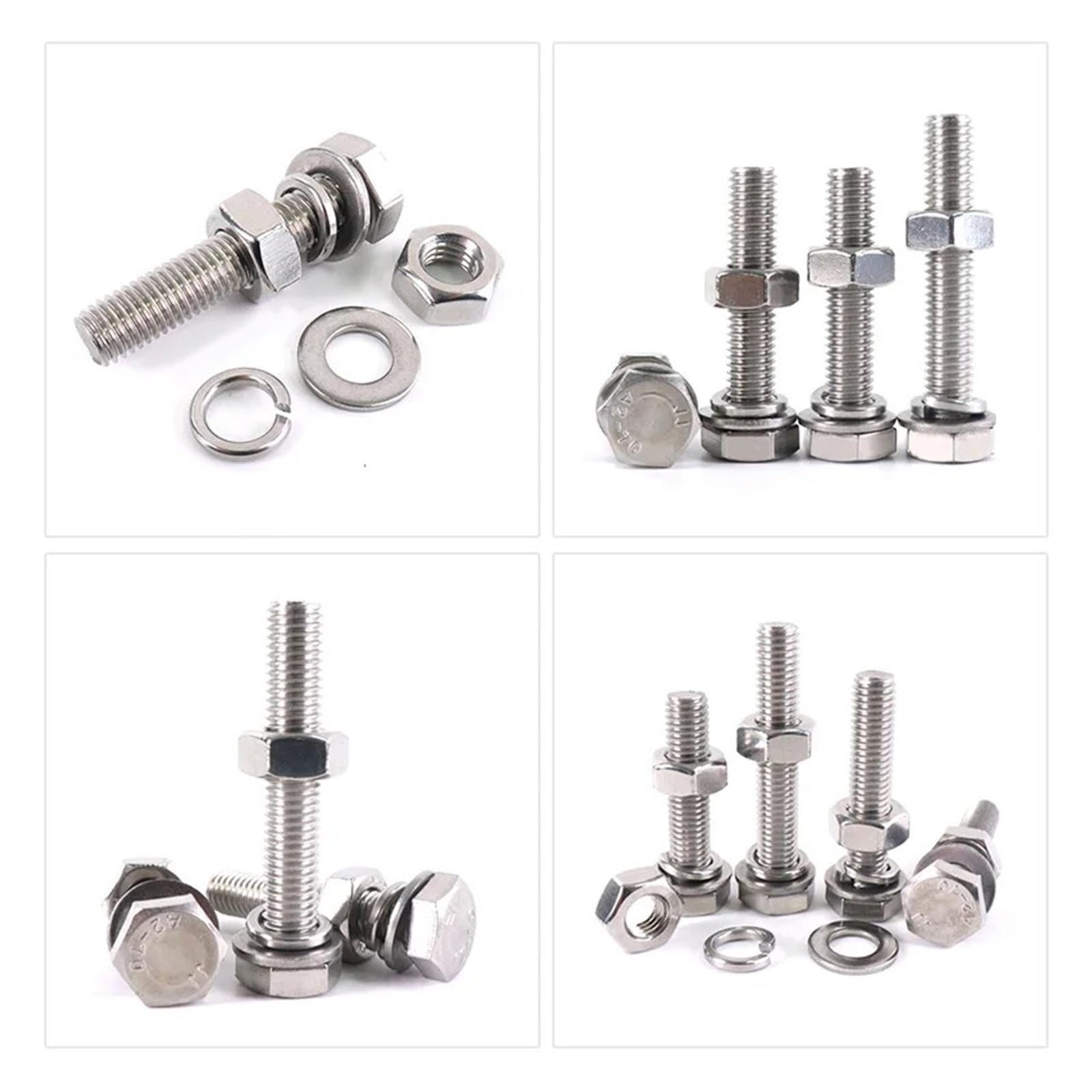 PrecisionFix 20-1 Pz 304 Viti A Testa Esagonale In Acciaio Inossidabile Dadi Rondelle Piatte Rondelle Di Sicurezza Kit Bulloni Esagonali Set M3 M4 M5 M6 M8 M10 M12 M14 M16(40mm,M16 (1set))