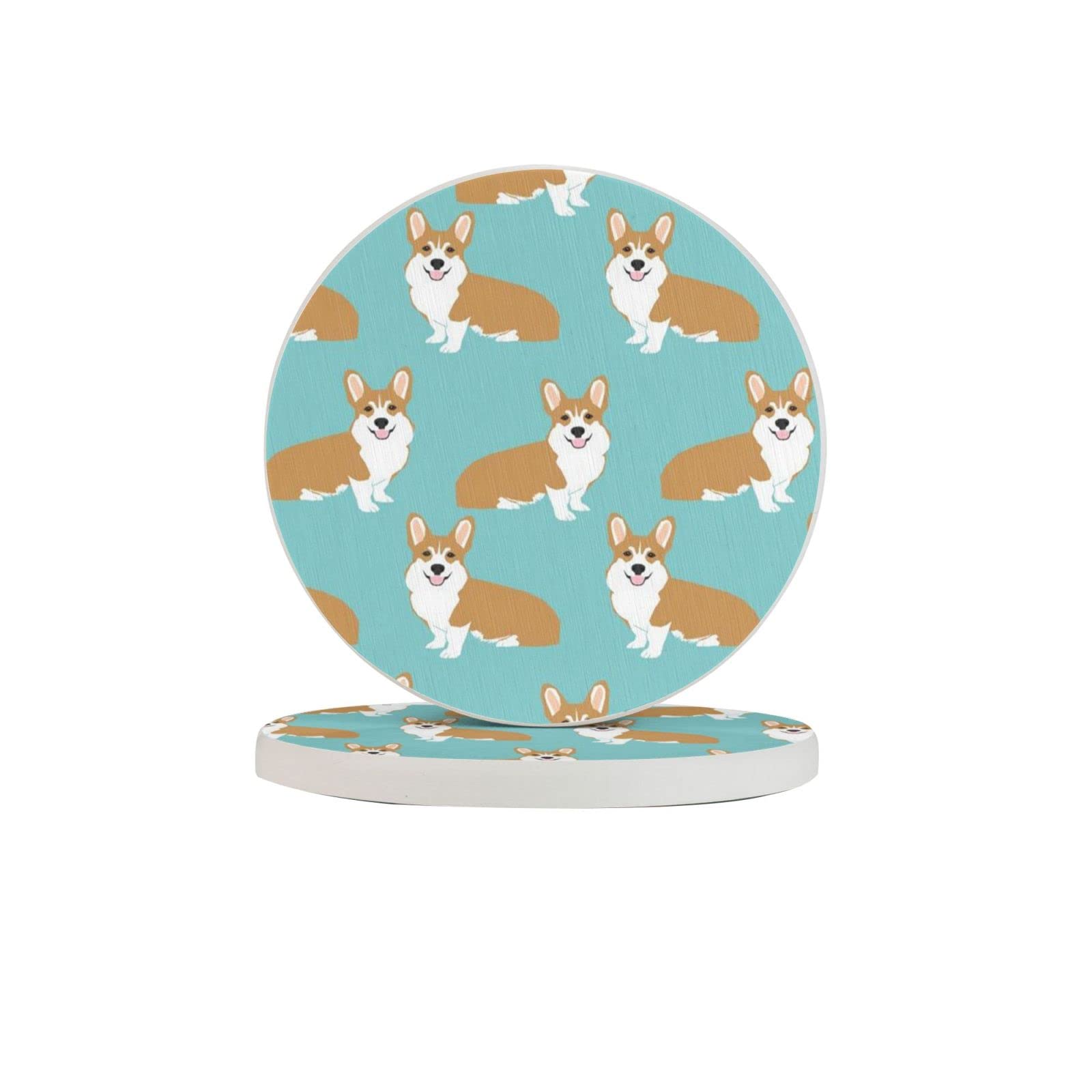 Corgi Dog Four Pieces Coaster Heat-Resistant Reusable Saucers for Drinks Wine Glasses Plants Cups Mugs