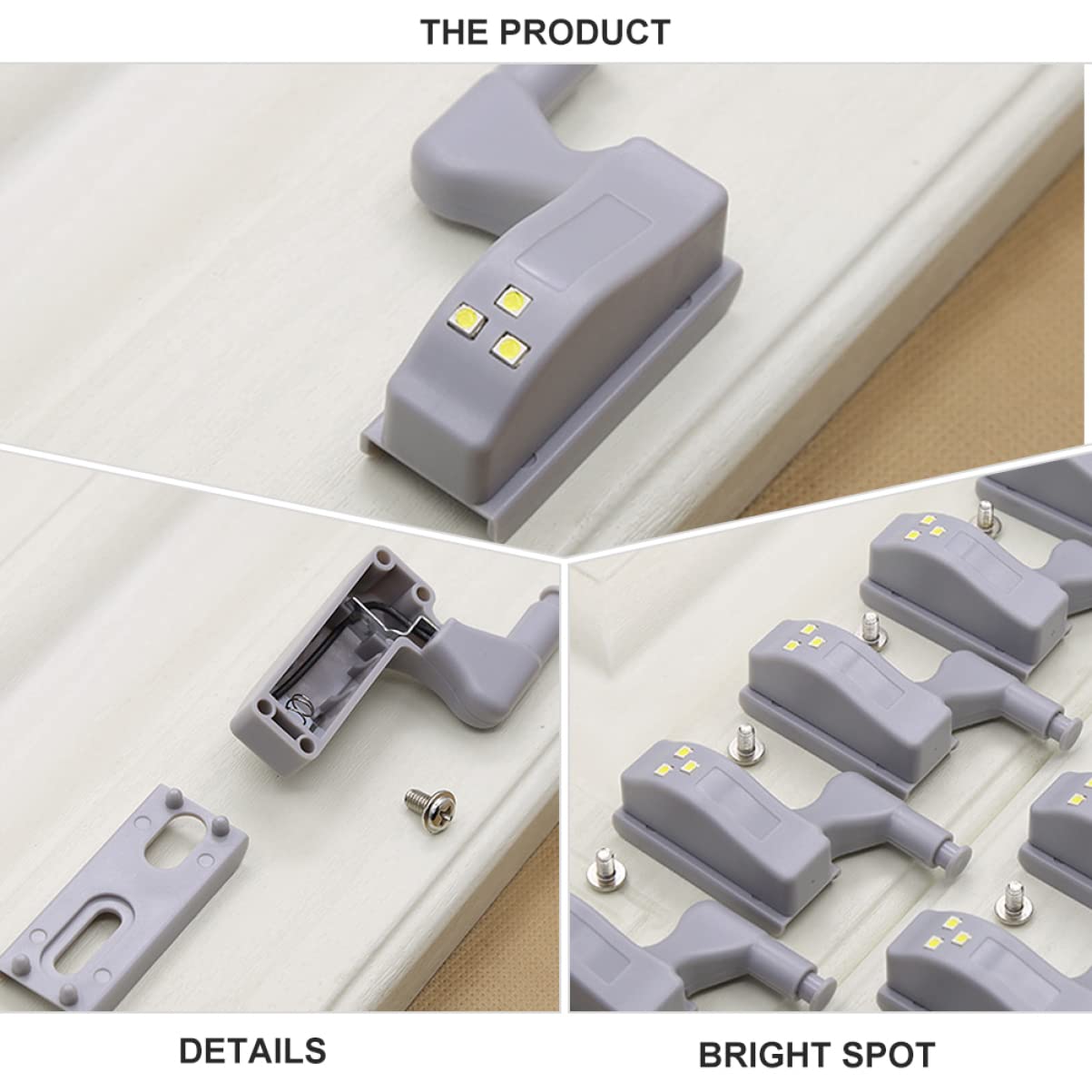 NUOBESTY 4pcs Cabinet Hinge Led Light Battery-Driven Hinge Lights for Cupboards and Wardrobes Low Energy Consumption High Brightness for Home Kitchen and Office Use