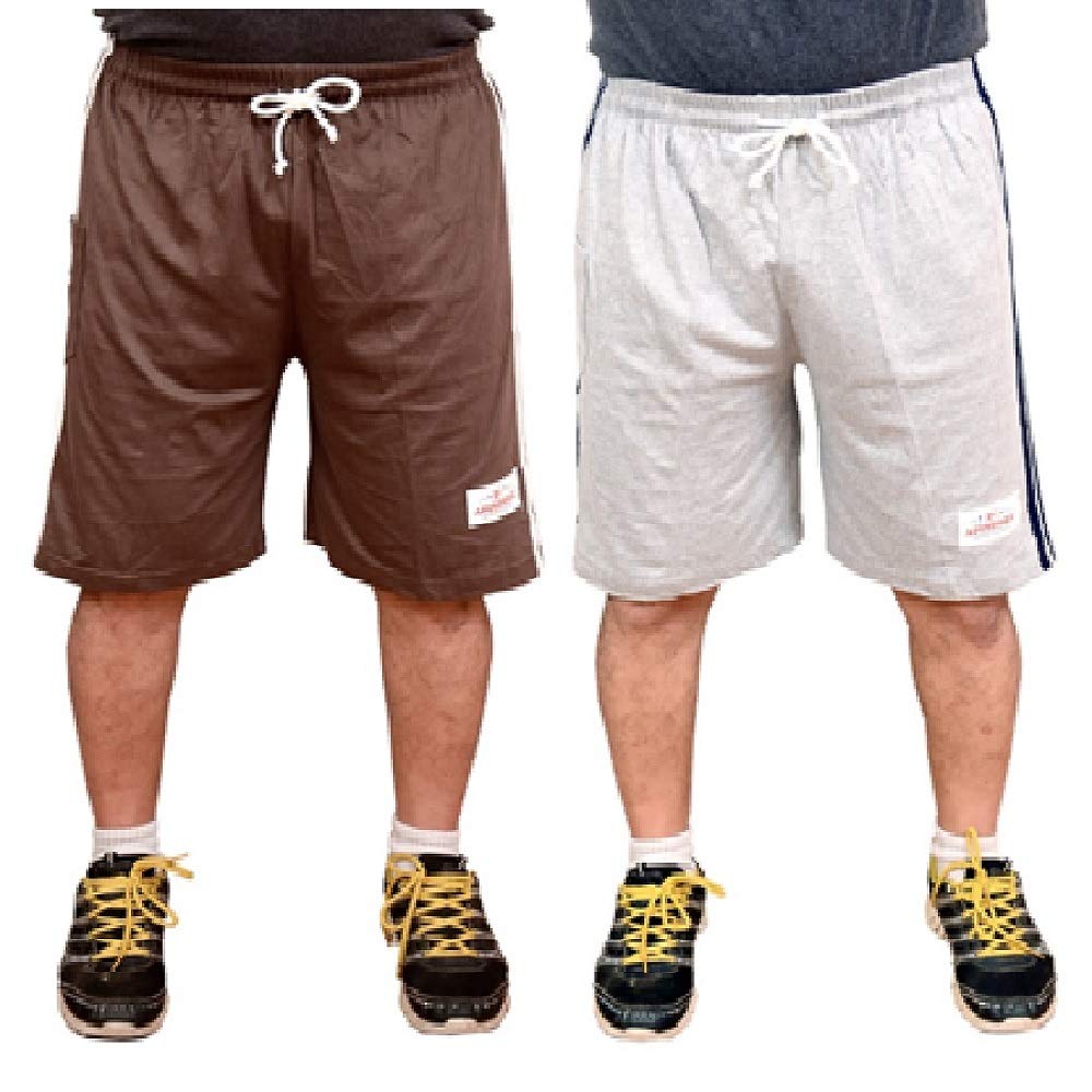 sikander Men's I Boys Plain Relaxed Fit Cotton/Hosiery Barmuda/Shorts/Nikar - Pack of 2 - (1 Green + 1 Grey)-picture-10